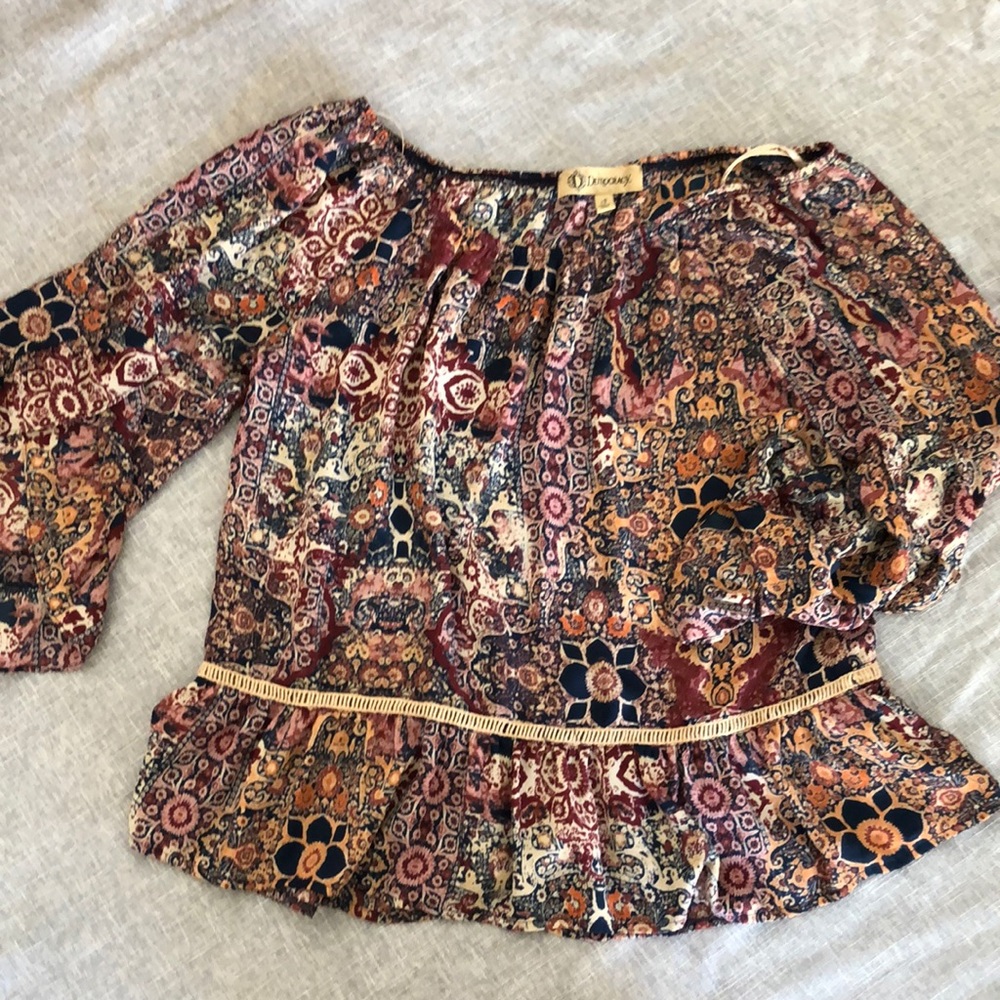 Loose fitting, patterned, flowy top